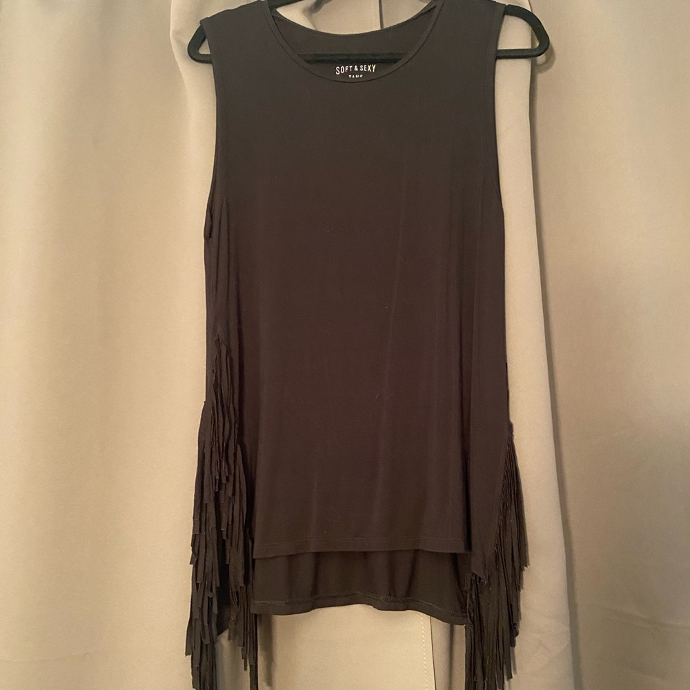 Soft and Sexy Long-Line Fringe Tank